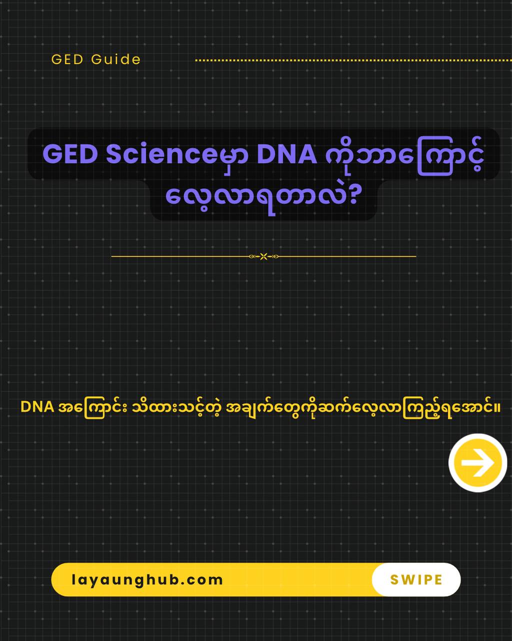 DNA ဆိုတာ ဘာလဲ? ဘာကြောင့် GED Science မှာ သိထားသင့်တာလဲ ?🤔