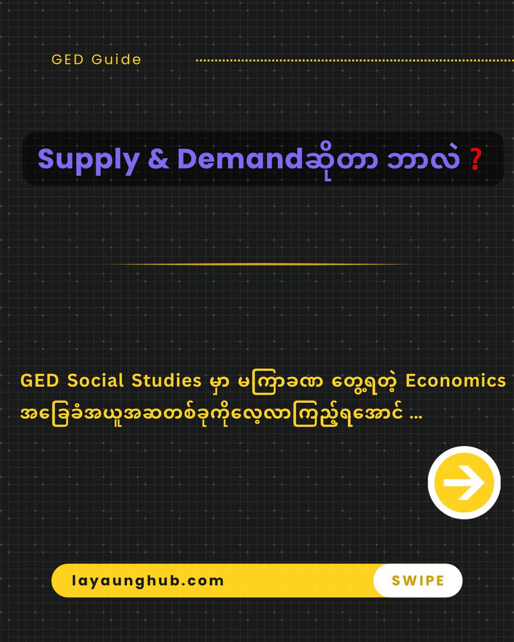 📚 GED Social Studies မှာ Supply & Demand ကို ဘာကြောင့် သိထားသင့်တာလဲ? Supply & Demand ဆိုတာ ဘာလဲ?